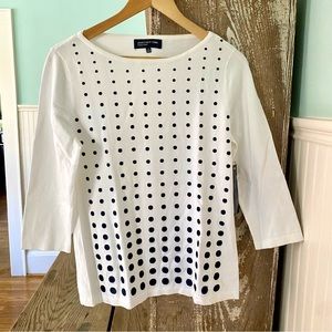 JONES New York signature navy polkadot and white Sweater Size m NWT